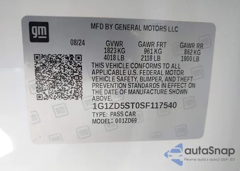 2025 Chevrolet Malibu Fwd 1Lt из США, поврежденный, VIN 1G1ZD5ST0SF117540